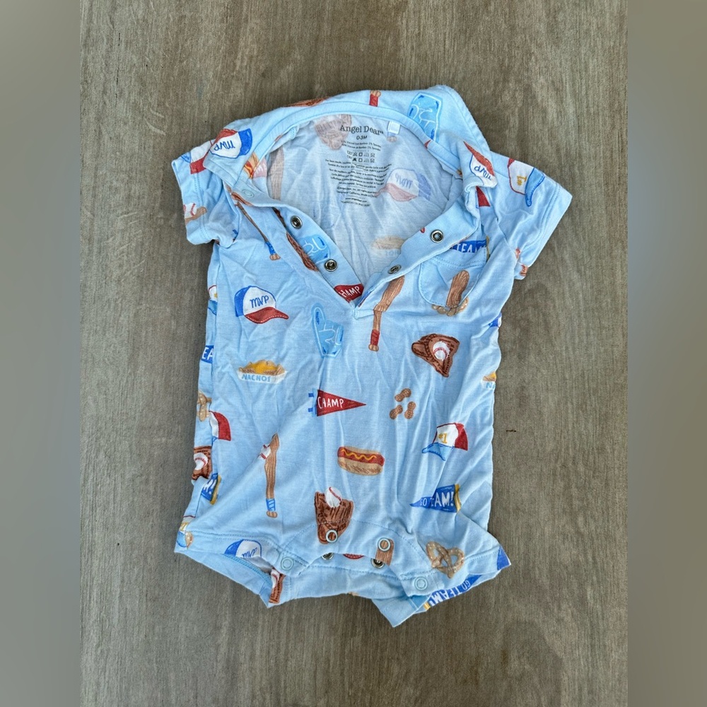 Angel Dear Light Blue Kids Romper with Sports Print